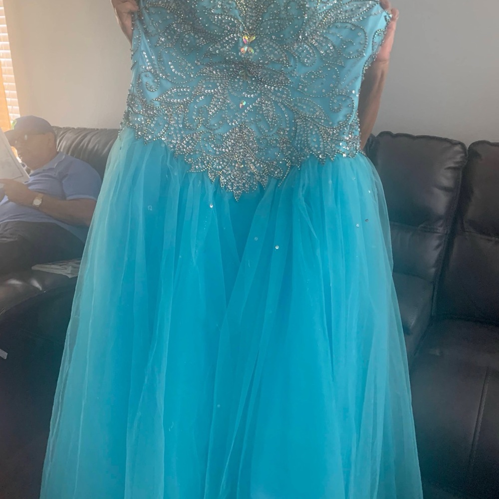Blue Ruched Embellished Sleeveless Good - Picture 2 of 2